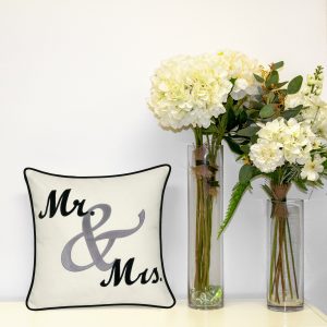 “MR & MRS” Velvet Applique Pillow