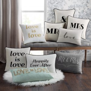 Faux Linen "Happy Ever After" Pillow