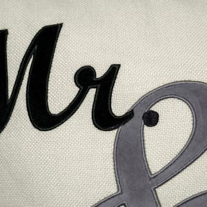 “MR & MRS” Velvet Applique Pillow